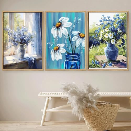 JATOK 3 Pack Paint by Numbers Kit for Adults, Blooming Flowers, 16 x 20 in - Image 4