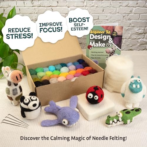 Woolbuddy Needle Felting Kit Beginner Set, 40 Colors, White Core Wool, Tool - Image 5