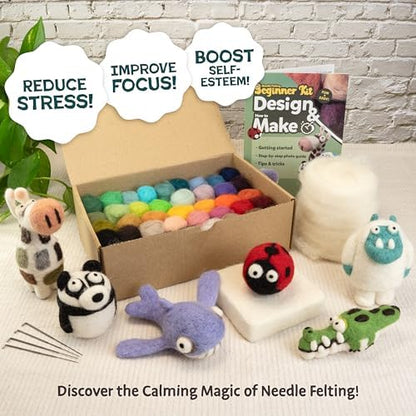 Woolbuddy Needle Felting Kit Beginner Set, 40 Colors, White Core Wool, Tool - Image 5