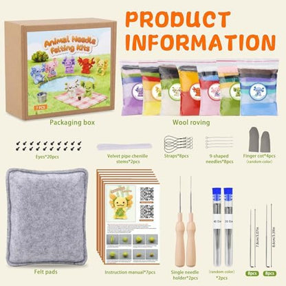 Yizzvb 7 Pcs Needle Felting Kit Felting Kits Wool Felt Animal Kit - Image 3