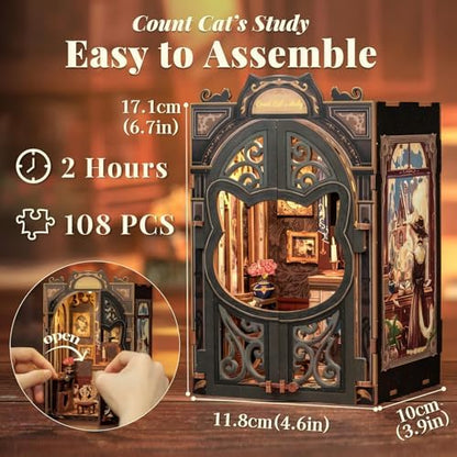 Book Nook Kit Cat Miniature House Kit - Count Cat's Study - Image 2