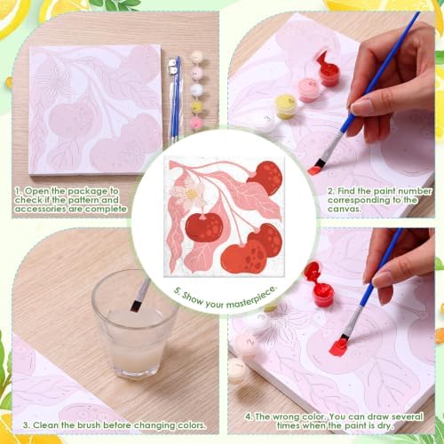 RoundFunny 8 Set Paint by Numbers Drawing Kit for Adults,Summer Fruit - Image 3