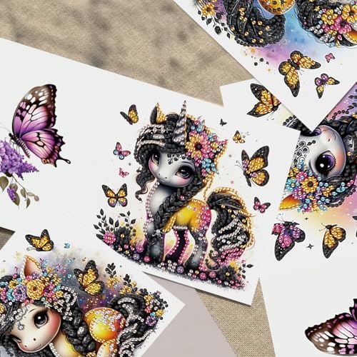 TDFERAN 6 Packs DIY Diamond Art Cards Unicorn Diamond Painting Cards Holiday Making Kit Diamond Art Card with Envelopes Diamant Painting Greeting Card for Holiday Birthday Thanksgiving Day - Image 6