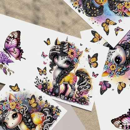 TDFERAN 6 Packs DIY Diamond Art Cards Unicorn Diamond Painting Cards Holiday Making Kit Diamond Art Card with Envelopes Diamant Painting Greeting Card for Holiday Birthday Thanksgiving Day - Image 6