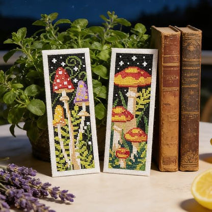 ORIGACH 6 Set Mushroom Jungle Cross Stitch Bookmark Kit for Beginner - Image 5