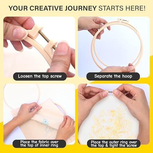 The ZenStore Embroidery Kit for Beginners – Black Cats & Kittens 3 Pattern Set – Complete DIY Needlepoint Kit with Hoops, Thread, Fabric, and Tools – Cute Animal Cat Embroidery Gift - Image 3