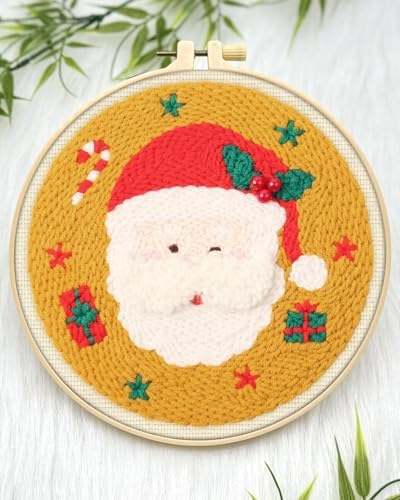 ERKOON Christmas Punch Needle Kit Adults Beginners, DIY Easy Christmas Embroidery Set for Starter Art Craft, Needling Punch Project with Patterns, Tools, Yarns, Hoop, Instruction (Santa Claus) - Image 4