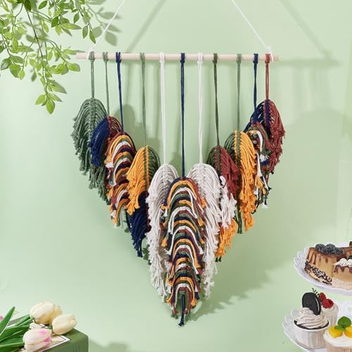 FREEBLOSS Macrame Feather Kit Handmade Macrame Leaf Wall Hanging Kit Woven Leaf Wall Hanging Macrame Kits for Adults Beginners Boho Macrame Wall Decor Macrame Feather DIY Craft Kit - Image 5