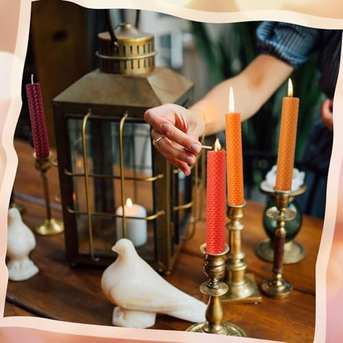 Yuntau 24 Pcs Autumn Beeswax Candle Making Kit, 8"x 8", Fall Color - Image 5