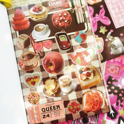 PRSTINCOL Sweetheart Vintage Style Sticker Book, 30 Pages of Aesthetic Stickers for Journaling Adults, Cute Retro Floral and Love Ephemera, 8.3 by 5.5 Inches, Over 550 Pieces - Image 5