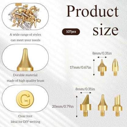 105 Pieces Wood Burning Tip Letters Set Including Letter Number Symbol Alphabet Template for Wood Burner DIY Embossing Carving - Image 2