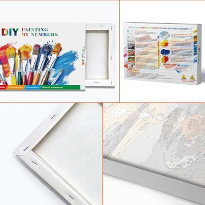 JOOZ Paint by Numbers Kit for Adults with Frame, Beach Sunset Paint by Number with Easel, DIY Beach Rose Oil Painting by Number, Easy Adult Paint by Number Kits on Canvas for Wall Decor 8 x 12 Inch - Image 6
