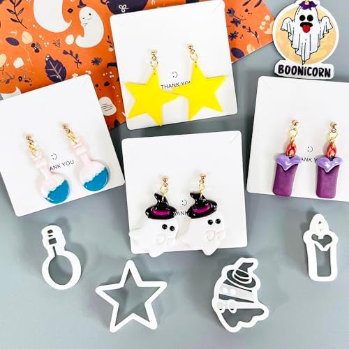 Xaekicr Halloween Polymer Clay Cutters Set – 8Pcs Clay Earring Cutters for Polymer Clay Jewelry, Ghost Bat Skull Pumpkin Shapes Clay Tools and Molds for DIY Crafts - Image 4