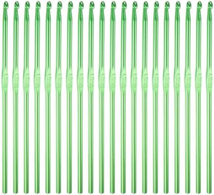 uxcell 20Pcs Aluminum Crochet Hook 4.0mm US Size G (Size 6) Knitting Needles for DIY Craft Yarn Green by uxcell