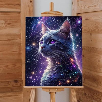 Cat Paint by Numbers Kit for Adults Beginner Starry Night Oil Painting Kit Adult Paint by Number Kits on Canvas DIY Painting Art by Numbers Gifts for Cat Lover Home Wall Decor 16x20 Inch - Image 3