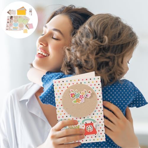 DIY Greeting Card Kit, Handmade Greeting Card Set Includes 16 Cards 16 Envelopes with Decoration Accessories, DIY Greeting Card Making Kits, Personalized Card Crafts for Kids Adults(green) - Image 3