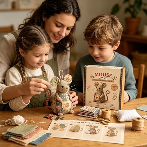 Embroidery Maker Kit with Buttons Mouse Ornament - Image 2