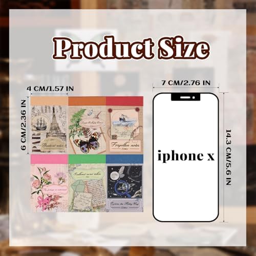300Pcs Washi Stickers in 6 Mini Books, Vintage Nature Junk Journal Supplies - Image 3