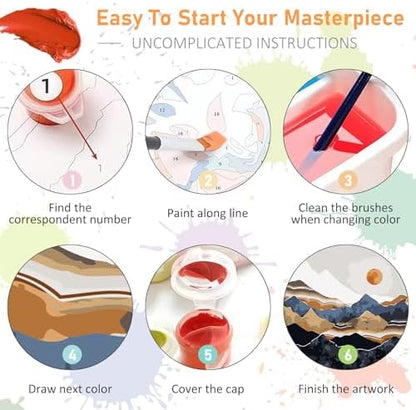 Framed Paint by Numbers Kit for Adults Beginners, Abstract Landscapes - Image 7