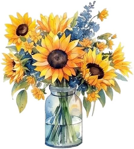 HKLIOPU Stamped Cross Stitch Kits - Sunflower Flower Embroidery Starter Kit for Adult Beginners, 11CT Needlepoint Cross-Stitch Patterns Dimensions Kit Arts and Crafts 16X 16 inch by HKLIOPU