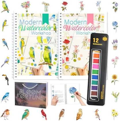 apolyone 2-Pack Beginner Watercolor Workbooks by apolyone