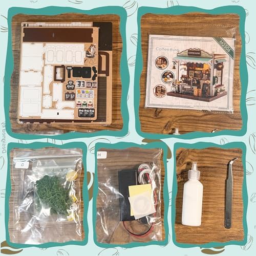 DIY Miniature House Kit, Dollhouse Diorama with LED Lights - Cafe Rure - Image 6
