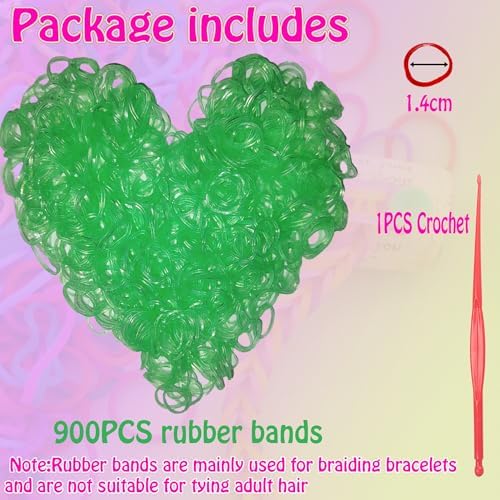 Loom Rubber Band Refill, Luminous Green 900 Pcs. - Image 3