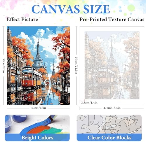 PRASIO Paint by Numbers Kit for Adults Beginner, Landscape Adult Paint by Number Kits, DIY Acrylic Paint by Numbers Kit for Adults Canvas for Home Decor Gift 16x20 Inch - Image 3