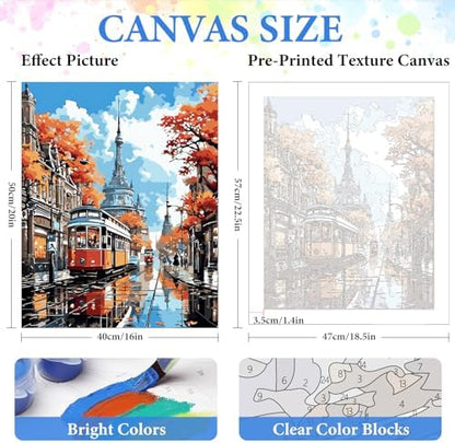 PRASIO Paint by Numbers Kit for Adults Beginner, Landscape Adult Paint by Number Kits, DIY Acrylic Paint by Numbers Kit for Adults Canvas for Home Decor Gift 16x20 Inch - Image 3