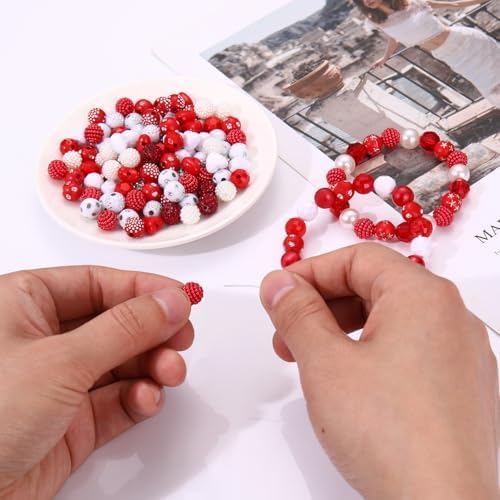 2200PCS+ Game Day Beads Charms for Bracelet Making Polymer Clay Beads Crystal Pearl Letter Gold Spacer Beads Football Charms for Game Day Bracelet Necklace Making DIY Crafts - Image 4