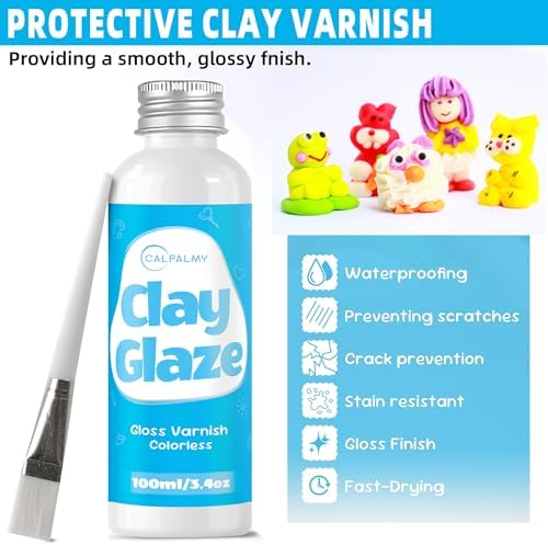 CALPALMY 100ml Air Dry Clay Glaze and 29pcs Clay Tools Kit, Gloss Varnish - Image 5