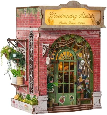 Book Nook Kit, Floral Cottage DIY Miniature House Kit & Stepless Dimming by IECREATE