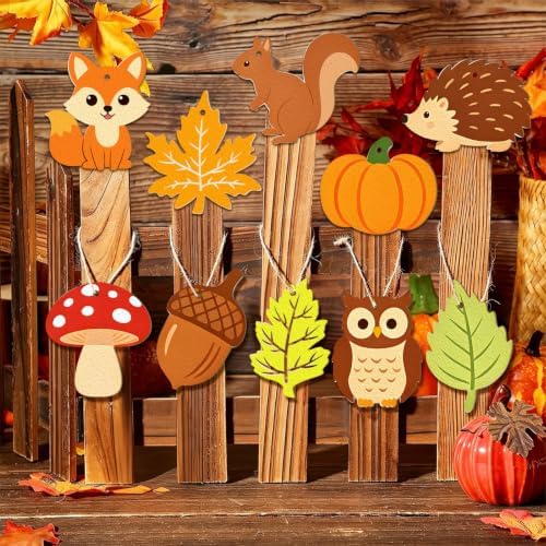 80PCS Wooden Fall Ornaments to Paint Thanksgiving Decorations, 10 Styles DIY Blank Autumn Unfinished Wood Maple Leaves Turkey Pumpkin Halloween Cutouts Ornament for Crafts Birthday Party Gifts Hanging - Image 3