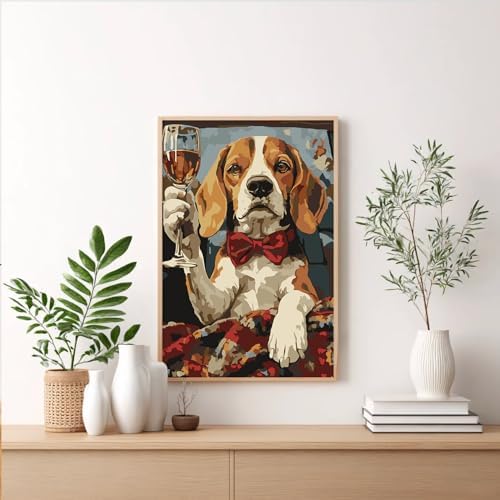 Framed Paint by Numbers Kit for Adults Beginner & Kids Ages 8-12, Funny Dog Adult Paint by Numbers with Frame, without Easel, DIY Acrylic Number Painting for Adults for Home Decor Gift 8 x 12 Inch - Image 2