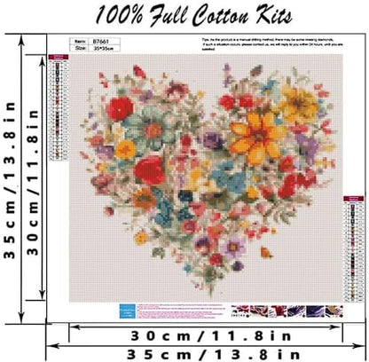 Valentine's Day Stamping Cross Stitch Kit, Flowers Counting Cross Stitch Kit for Adult Beginners , Full Line DIY Cross Stitch Stitching Kit for Home Decor Cross Stitch Patterns 13.7x13.7 inches - Image 2