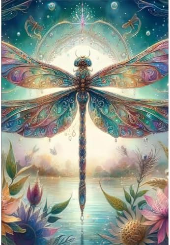 Vintage Dragonfly Paint by Numbers Kit for Adults Beginner (Without Frame) by KICHANG
