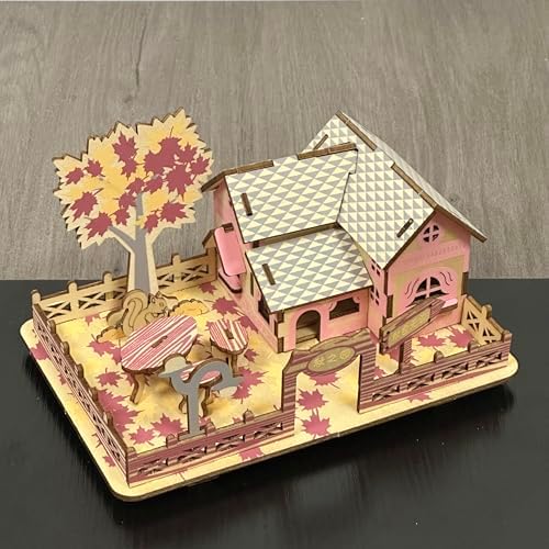 Log Cabin 3D Wooden House Puzzle,DIY Mini Building Model Kit，007 - Image 5