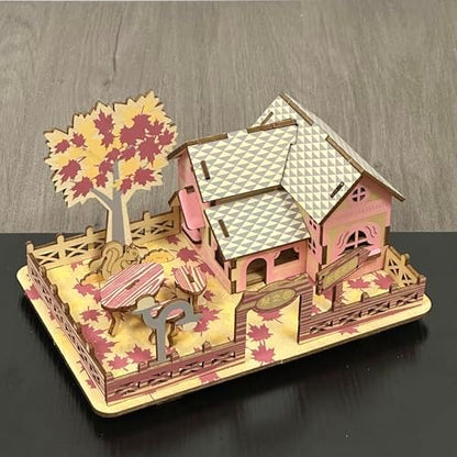 Log Cabin 3D Wooden House Puzzle,DIY Mini Building Model Kit，007 - Image 5