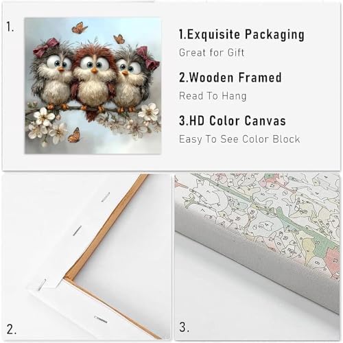 TCDZMYGS Paint by Numbers Kit for Adults,Owl DIY Paint by Number with Frame - Image 4