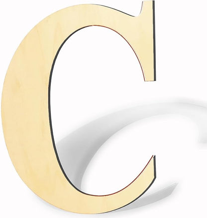 17 Inch Large Wooden Letters, Paintable Large Wood Letter for Crafts, Unfinished Blank Wood Alphabet Letter for Birthday, Parties, Wedding, Christmas Home Decoration(Letter C)