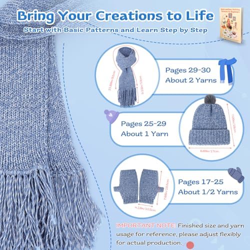 Coopay Knitting Kit for Beginners, Hat Scarf Glove Knitting Kit w/Guide - Image 5