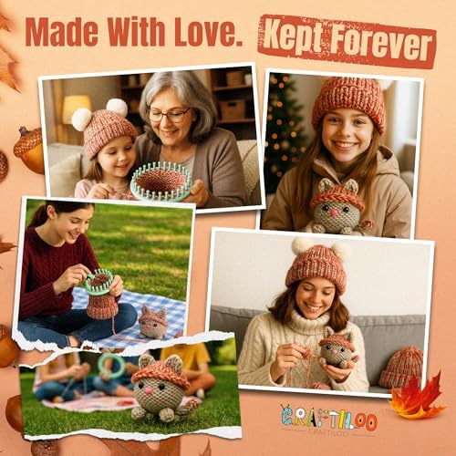 Knitting Kit for Kids - Beginner Loom Knitting Kit to Make a Hat & Cat - Image 3