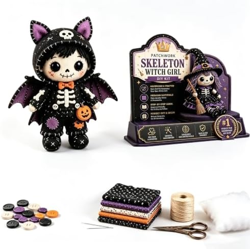 Patchwork Skeleton Witch Girl DIY Kit Craft Beginner Decoration，#D by Unknown