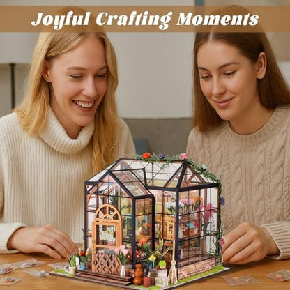 Flever DIY Miniature House Kit, Tiny Home Kit with LED Light, Mini House Build Craft Kits for Adults and Teens, Home Decor Creative Gift for Family/Friends (Jenny' s Greenhouse) - Image 6