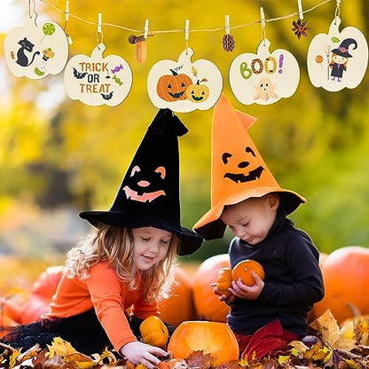 Large Size 7inch Wooden Halloween Thanksgiving Ornaments to Paint, DIY Blank Unfinished Pumpkin Wood Discs Ornament for Crafts Hanging Autumn Decorations 10PCS - Image 2