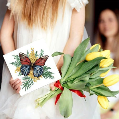 LSQFS 6Pcs Butterfly Flower Diamond Painting Greeting Cards Kits,5.9*5.9in - Image 3