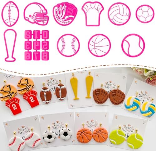 Xaekicr Sports Theme Polymer Clay Cutters Set – Multiple Shapes Clay Cutters for Polymer Molds, Clay Earring and Tools by Xaekicr