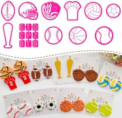Xaekicr Sports Theme Polymer Clay Cutters Set – Multiple Shapes Clay Cutters for Polymer Molds, Clay Earring and Tools by Xaekicr