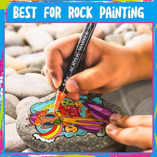 36 Colors Dual Tip Acrylic Paint Markers,Fine Tip and Brush Tip Permanent Acrylic Paint Pens For Rock Painting, Canvas, Wood, Glass, Ceramic, Fabric, Plastic, Egg, Scrapbook,Art Painting Supplies Kit - Image 4