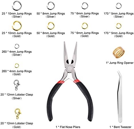 Paxcoo 1200Pcs Open Jump Rings and Lobster Clasps Jewelry Findings Kit with Pliers for Jewelry Making (Silver and Gold) - Image 2